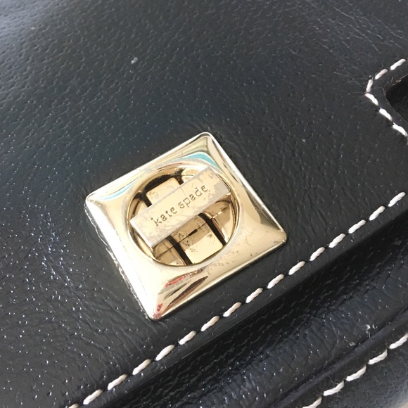 Kate Spade KSNY  Turnlock Gold Chain Handle Mini Bag Handbag  Black Leather  - Picture 6 of 16